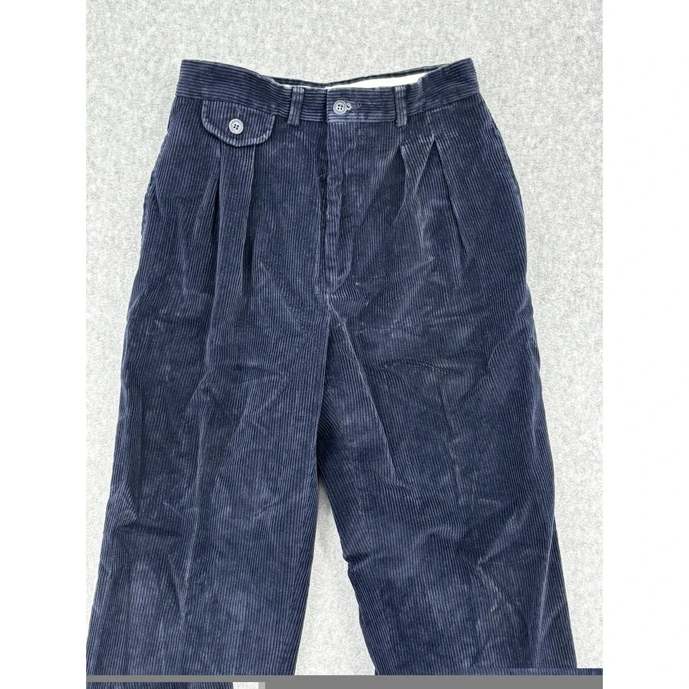 Vintage Eddie Bauer Corduroy Pants Made USA Navy Pleated 26x29